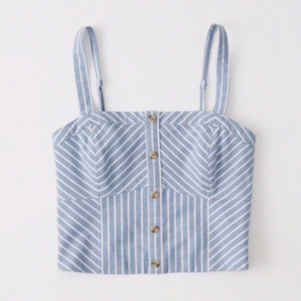 ⛱ NWT Abercrombie & Fitch Striped Crop Top Tank XL - Picture 7 of 11